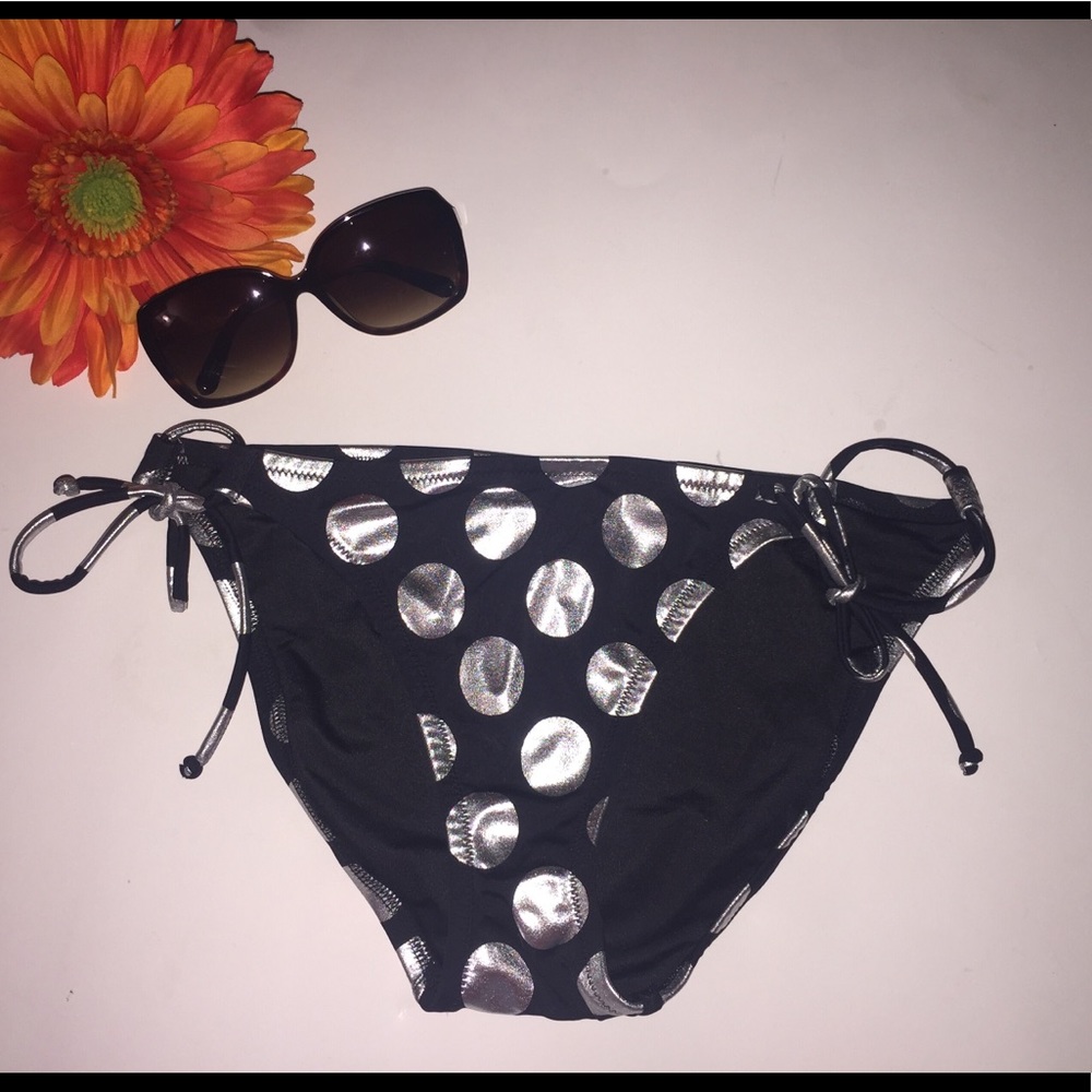 VS Medium Black & Silver Polka Dot Bikini Bottoms swimwear